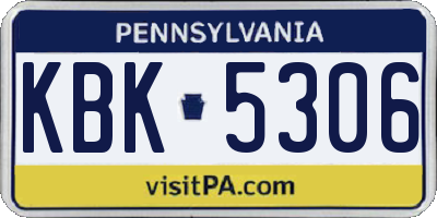PA license plate KBK5306