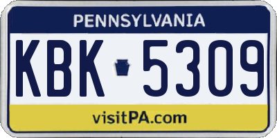 PA license plate KBK5309