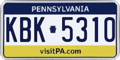 PA license plate KBK5310