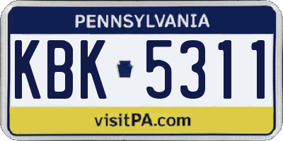 PA license plate KBK5311