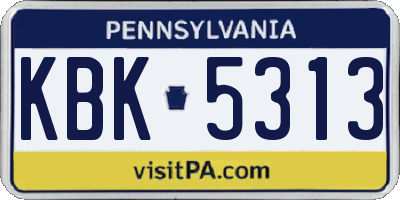 PA license plate KBK5313
