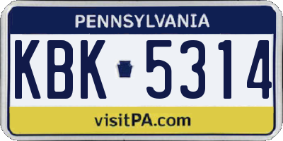 PA license plate KBK5314