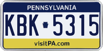PA license plate KBK5315