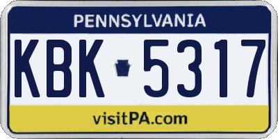 PA license plate KBK5317