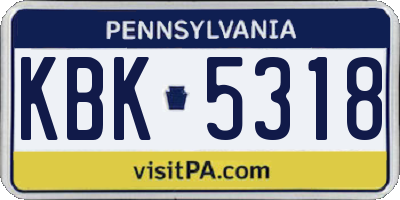 PA license plate KBK5318