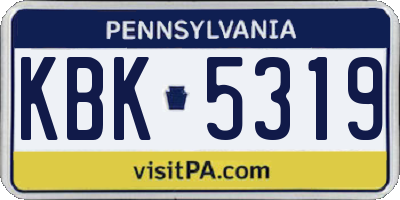 PA license plate KBK5319