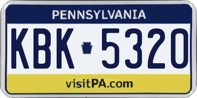 PA license plate KBK5320