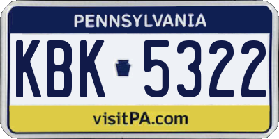 PA license plate KBK5322