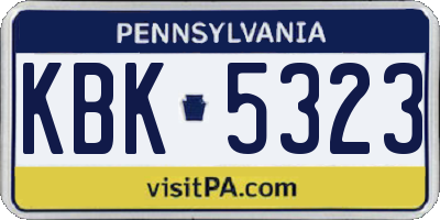 PA license plate KBK5323
