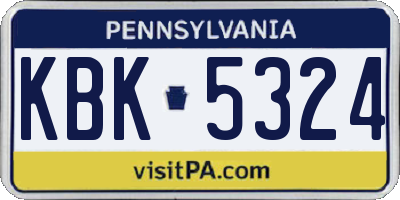 PA license plate KBK5324