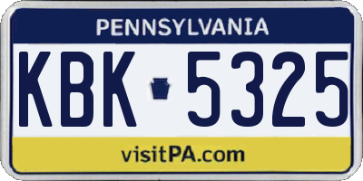 PA license plate KBK5325