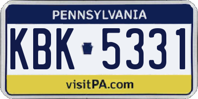 PA license plate KBK5331