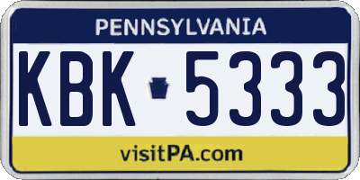 PA license plate KBK5333