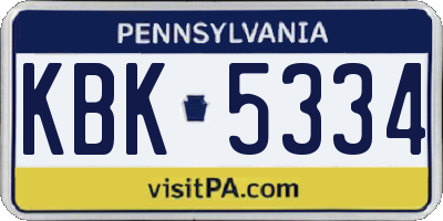 PA license plate KBK5334