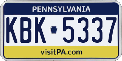 PA license plate KBK5337