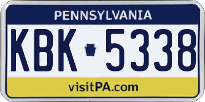 PA license plate KBK5338