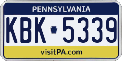 PA license plate KBK5339