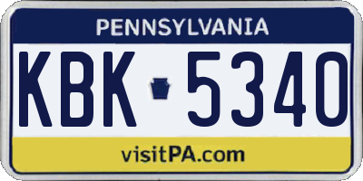 PA license plate KBK5340
