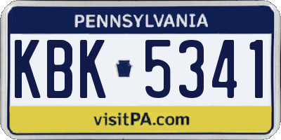 PA license plate KBK5341