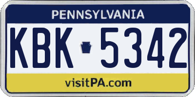 PA license plate KBK5342