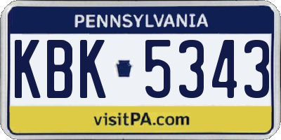 PA license plate KBK5343