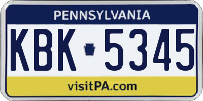 PA license plate KBK5345