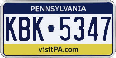 PA license plate KBK5347