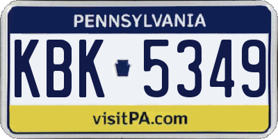 PA license plate KBK5349