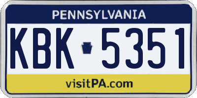 PA license plate KBK5351