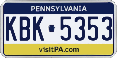 PA license plate KBK5353