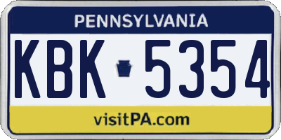 PA license plate KBK5354