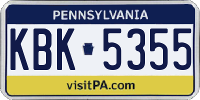 PA license plate KBK5355
