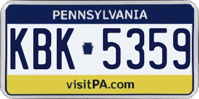 PA license plate KBK5359