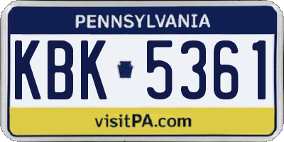 PA license plate KBK5361