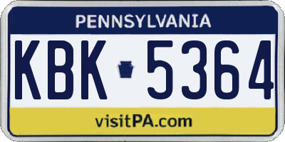 PA license plate KBK5364