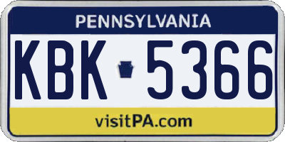 PA license plate KBK5366