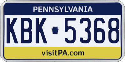 PA license plate KBK5368