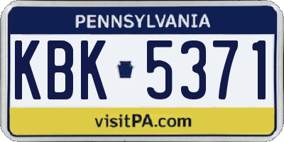 PA license plate KBK5371