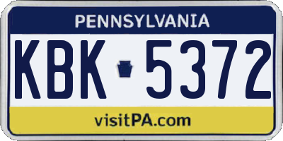 PA license plate KBK5372
