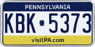PA license plate KBK5373