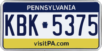 PA license plate KBK5375