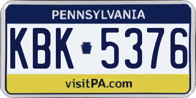 PA license plate KBK5376