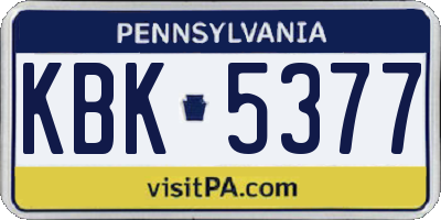 PA license plate KBK5377