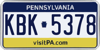 PA license plate KBK5378