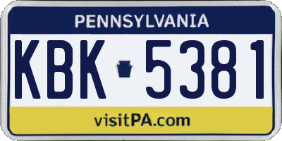 PA license plate KBK5381