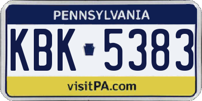 PA license plate KBK5383