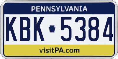 PA license plate KBK5384