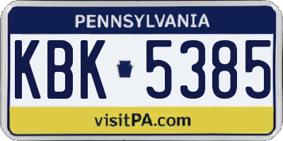 PA license plate KBK5385