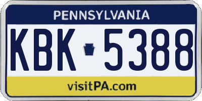 PA license plate KBK5388