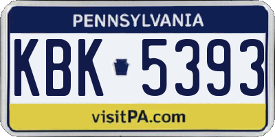 PA license plate KBK5393